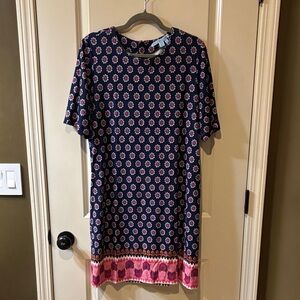 Draper James Black and Pink Floral  Dress Large S661